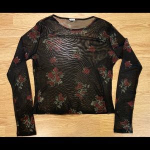 Mesh shirt with flower designs!